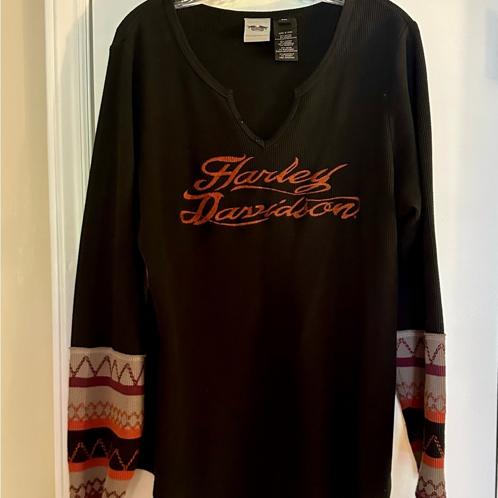Harley-Davidson Charcoal Gray Knit Weave Top